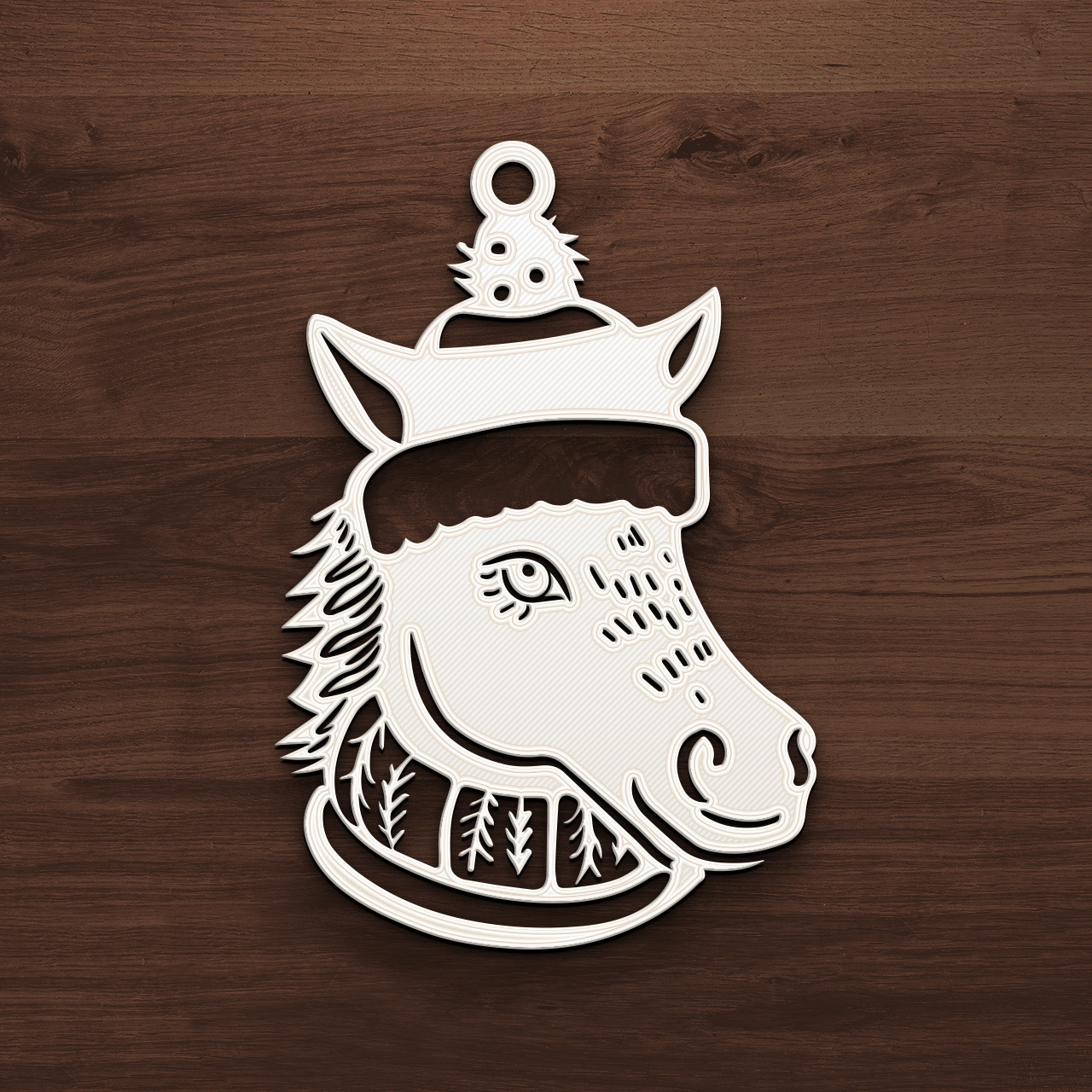 🎄 圣诞马饰品- 节日乡村壁饰・文件用于3D 三维打印・Cults, image size:1280x1280