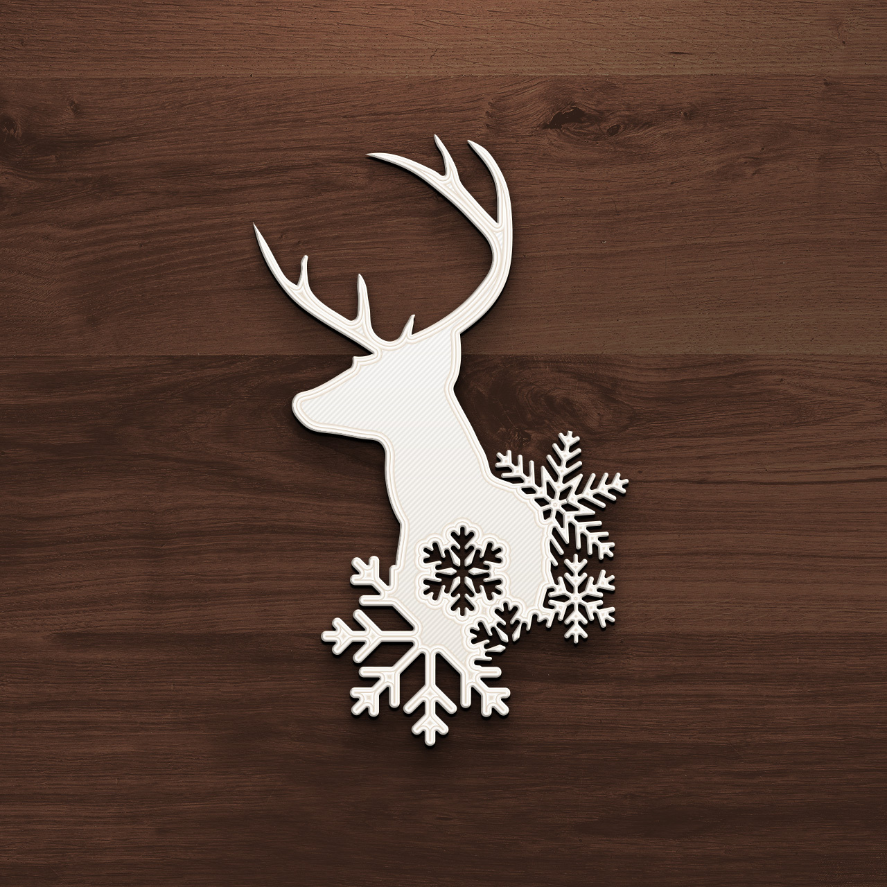 🦌 鹿雪花壁画- 冬季林地装饰・文件用于3D 三维打印・Cults, image size:1280x1280