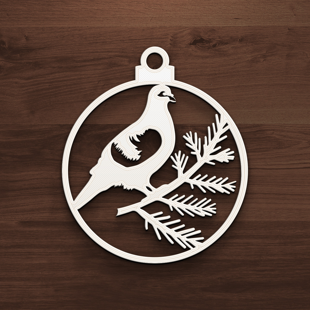 Asset_360.jpg Ornamento de Natal de pássaro e ramo de pinheiro - Decoração cortada a laser