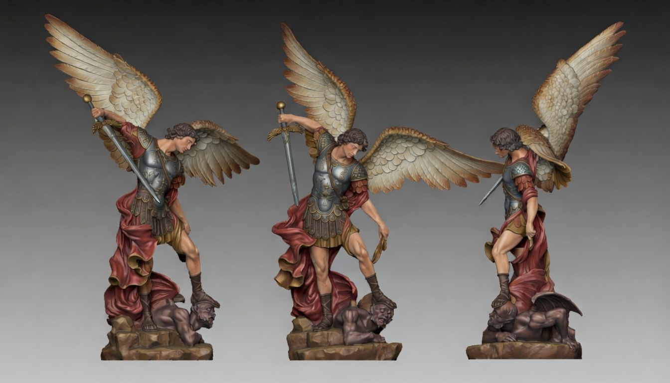 👽 Archangel Michael Defeats Demon 3D Printable Statue・ STL File for 3D ...