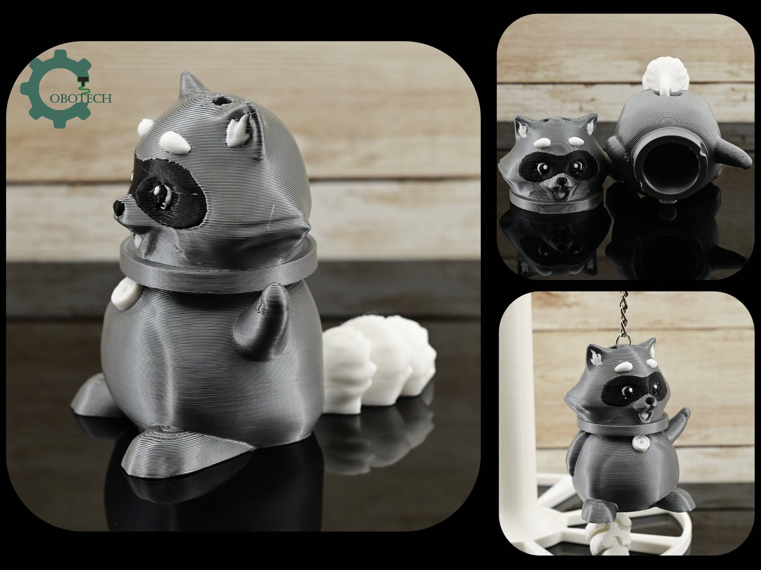 Pvc Raccoon Keychain 3D file Articulated Raccoon Storage Keychain by Cobotech, Raccoon ...