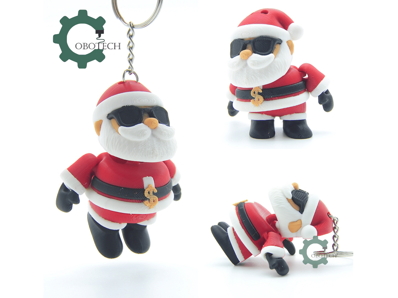 🆒 Cobotech Cool Santa Christmas Articulated Keychain - Cute Backpack ...