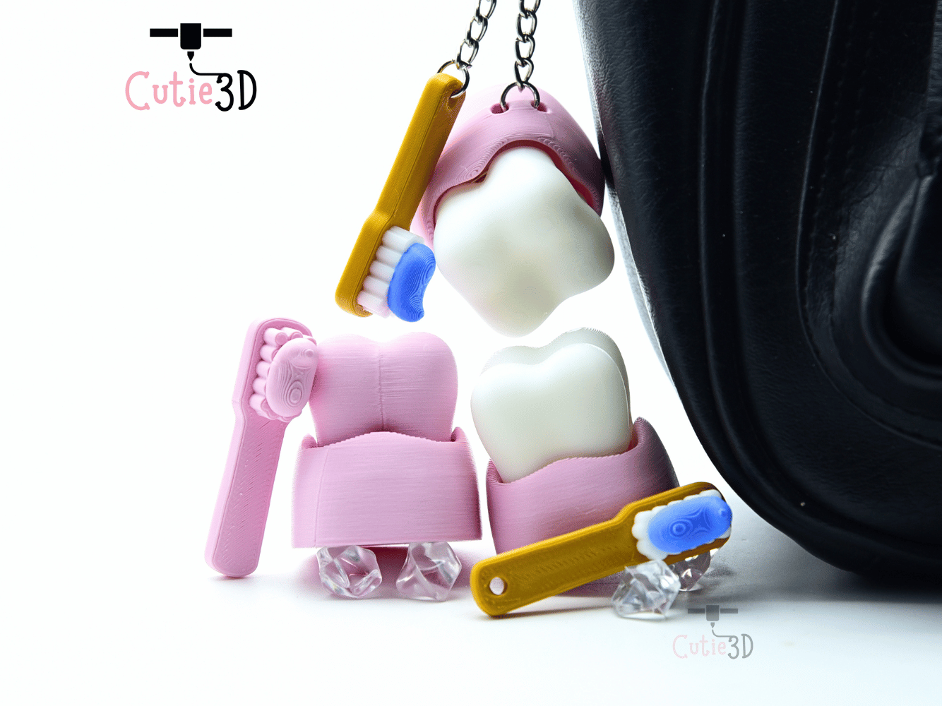 Tooth Clicker Stl 🦷 Cutie3D Tooth and Toothbrush Fidget Clicker Keychain - Cute Backpack ...