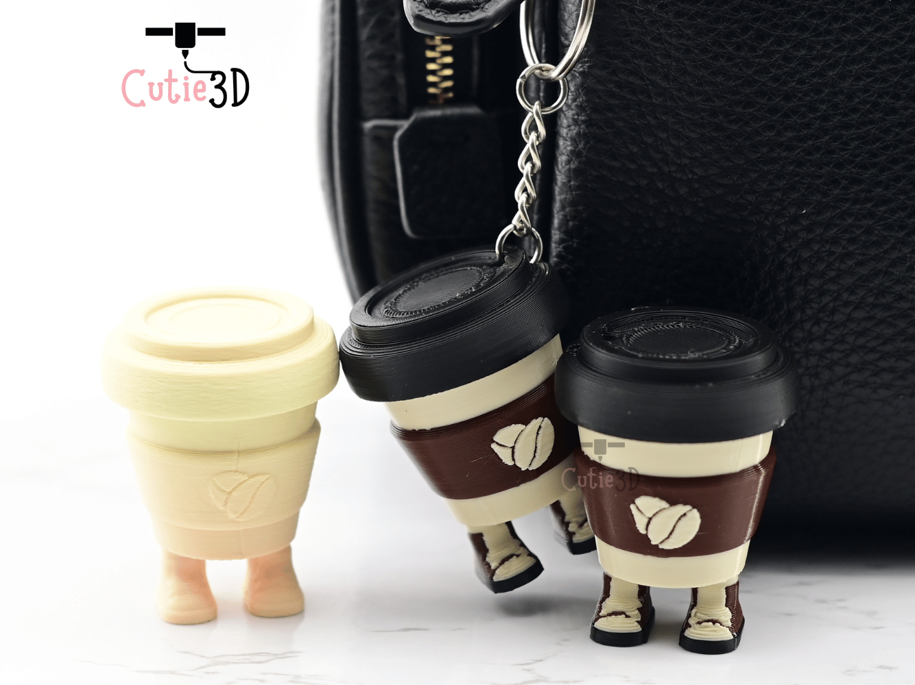 ☕ Cutie3D Coffee Cup With Legs Keycap Fidget Clicker Keychain