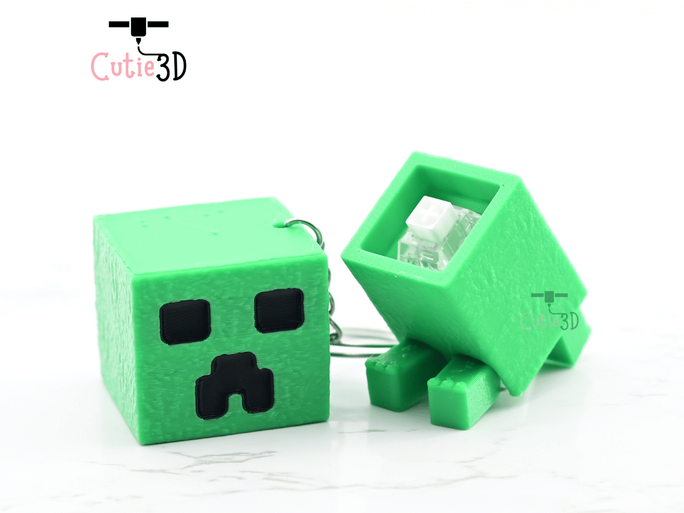 👌 Cutie3D Articulated Blocky Green Keycap Fidget Clicker Keychain ...