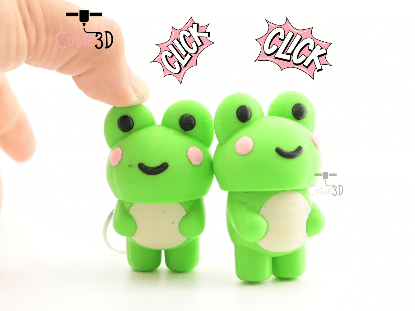🐸 Cutie3D Happy Frog For Animal Lovers Keycap Fidget Clicker Keychain ...