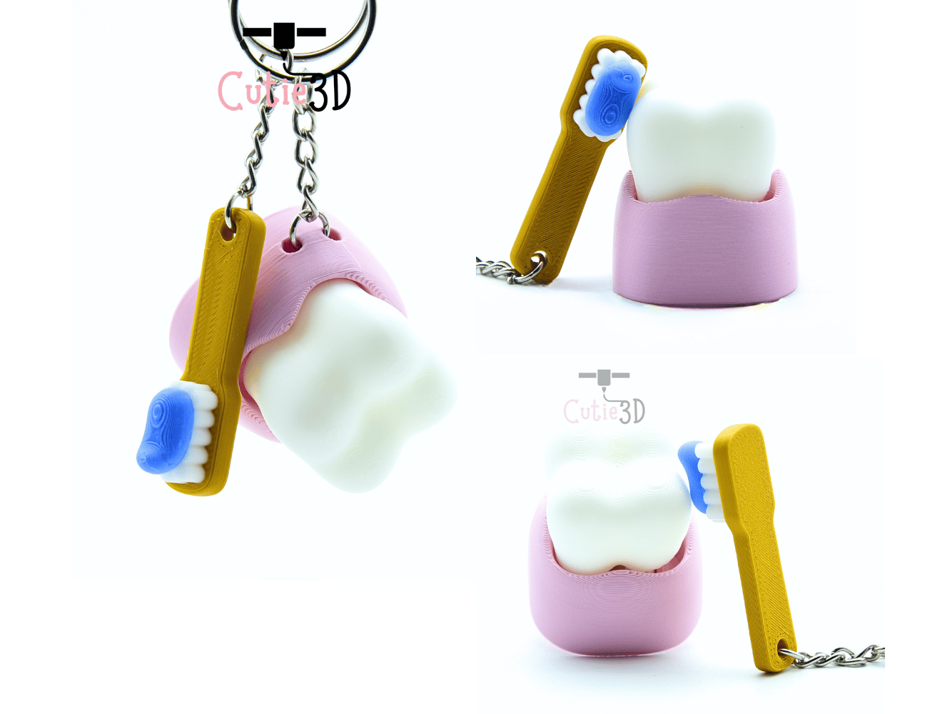 Tooth Clicker Stl 🦷 Cutie3D Tooth and Toothbrush Fidget Clicker Keychain - Cute Backpack ...