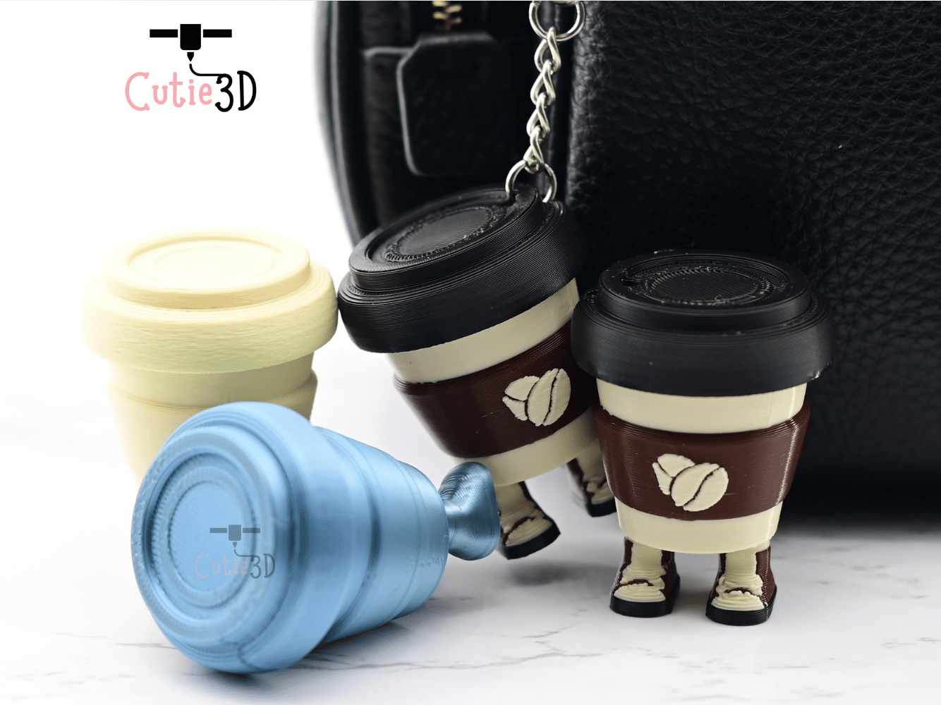 ☕ Cutie3D Coffee Cup With Legs Keycap Fidget Clicker Keychain