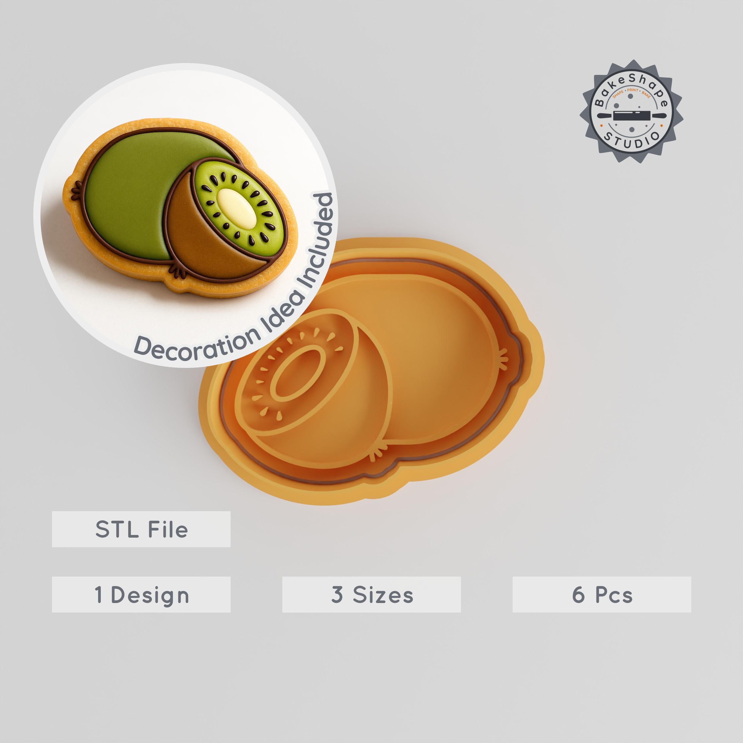 🥝 Kiwi Shape Cutter & Stamp Set, Cookie & Fondant Tools, Small/Medium ...