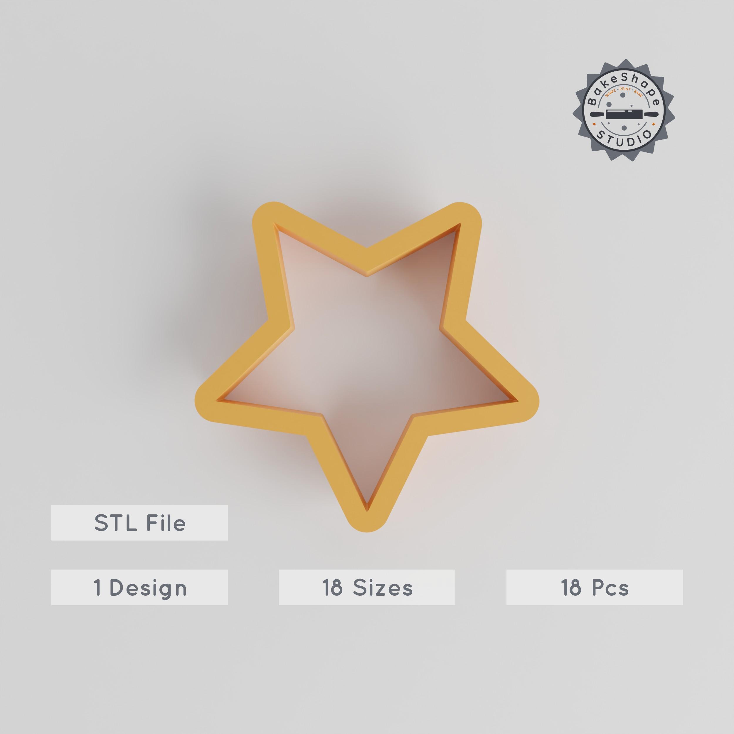 ⭐ Star Shape Cutter Set, 18-Piece, Geometric Star Design, 0.75