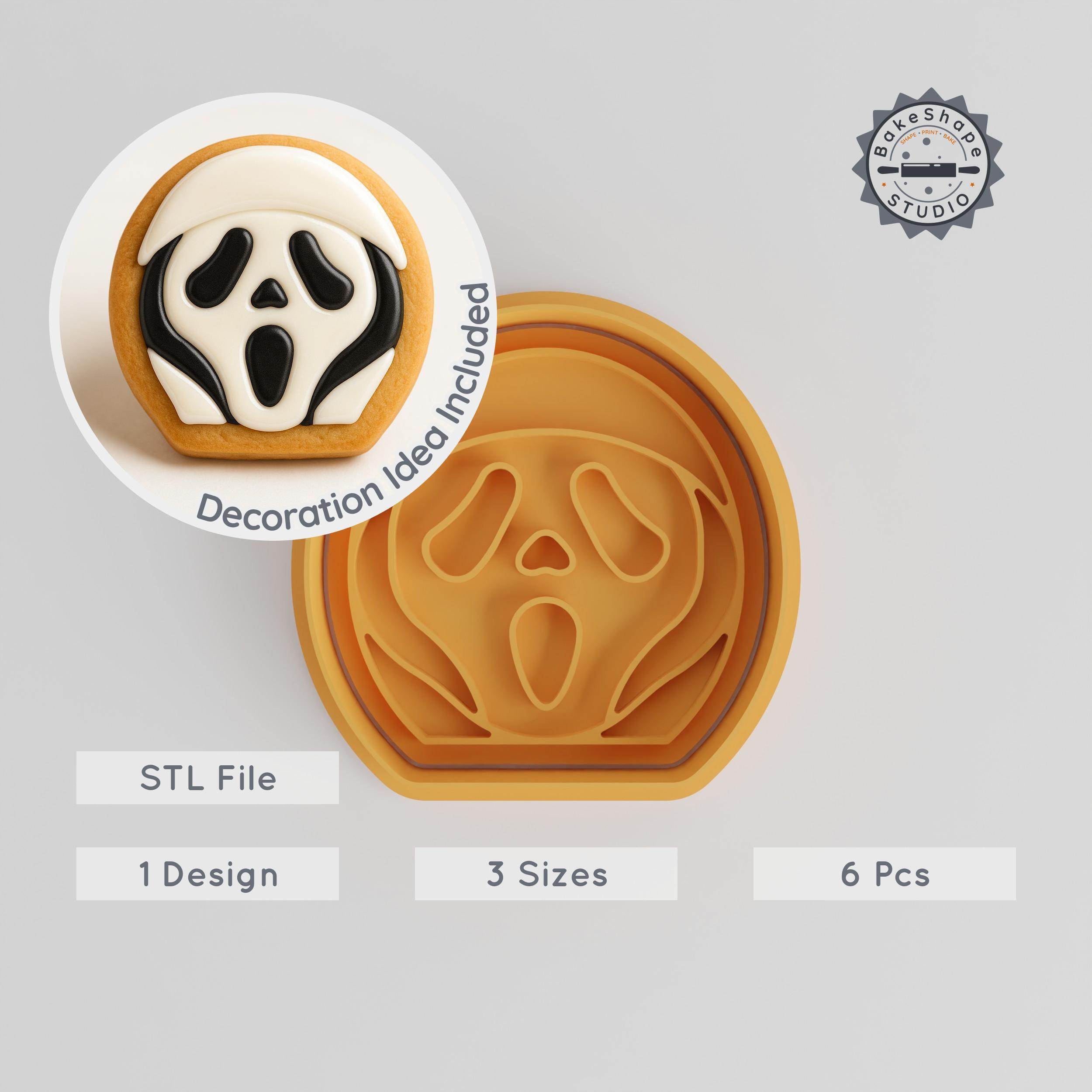 🍪 Scream Shape Cutter & Stamp, Scary Face Cookie & Fondant Set ...