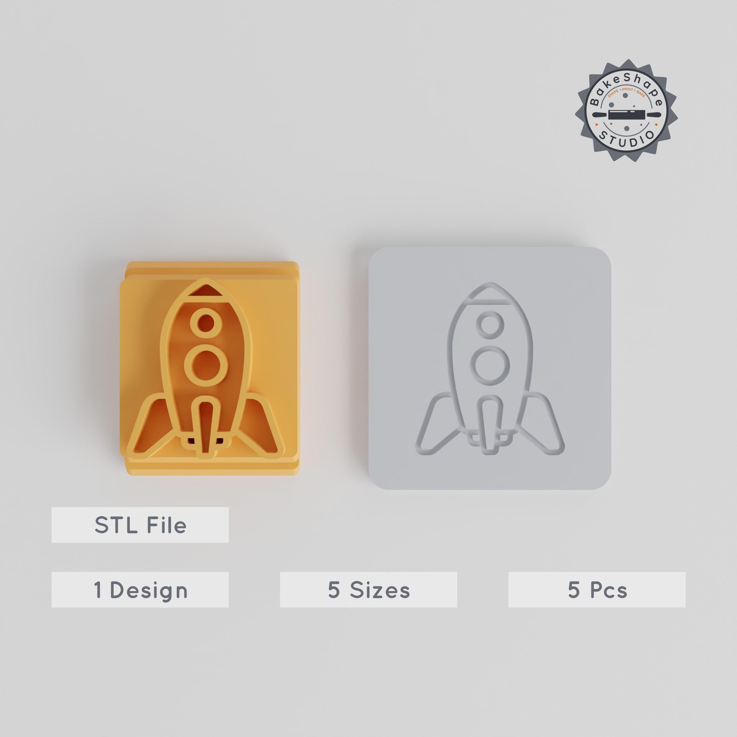 🚀 Rocket Ship Stamp Tile Set, 5 Motif Sizes for Clay & Cookies ...