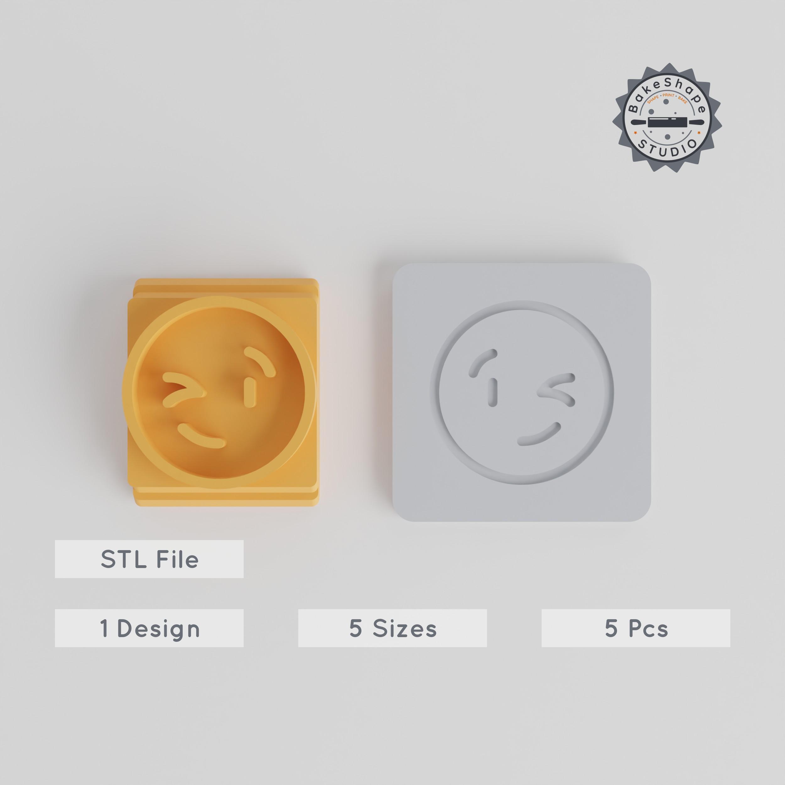 😉 Conjunto de carimbos Wink Emoji, 5 tamanhos, perfeitos para barro,  biscoitos e fondant, design de rosto sorridente e sedutor・Arquivo 3D para  Impressão 3D・Cults, image size:2500x2500