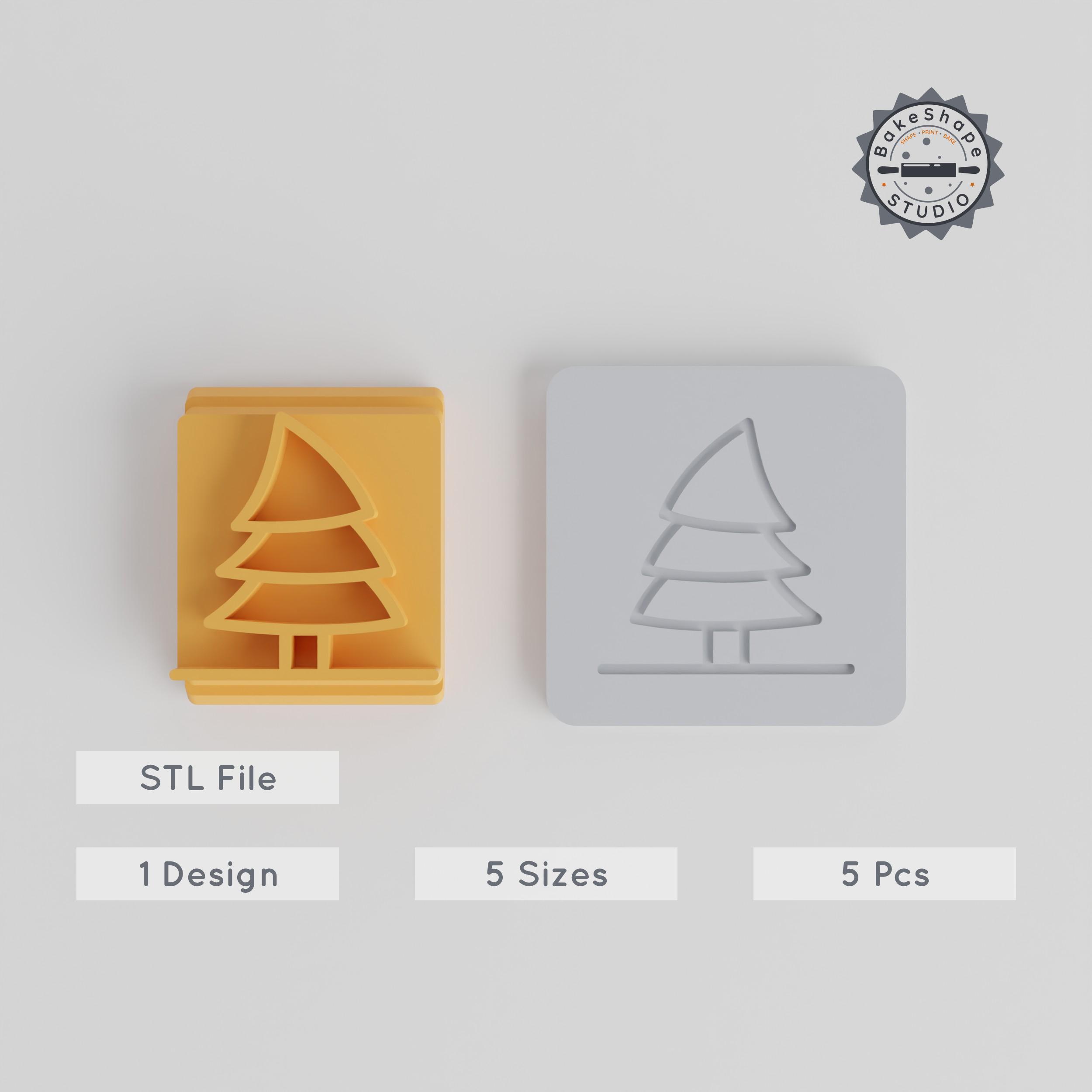🌳 Pine Tree Stamp Tile Set, Nature-Inspired Motif, 5 Sizes for Clay ...