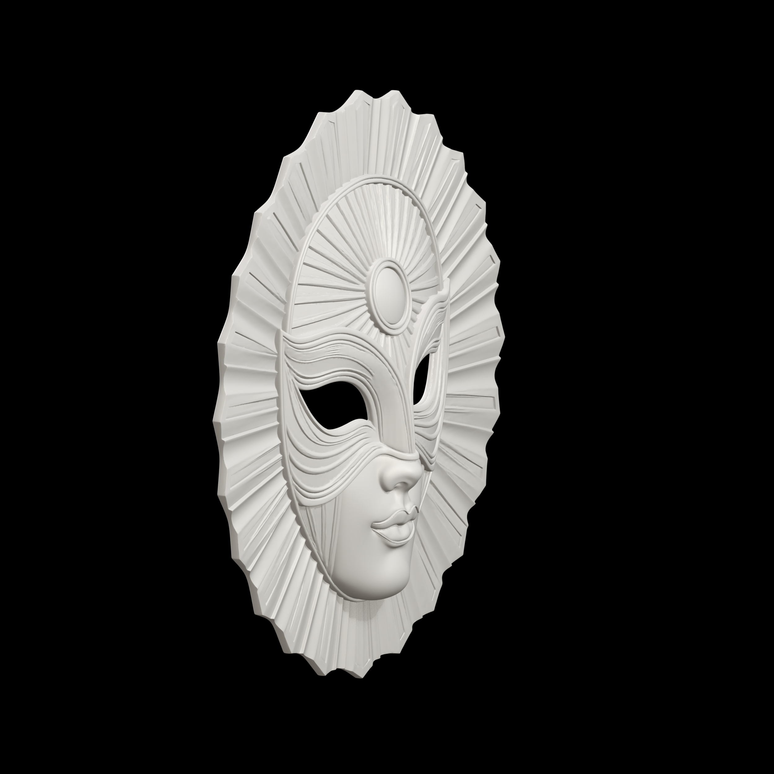 Mask Deco 🎨 Art Deco Mask Sunburst Forehead・ 3D File for 3D printing・Cults