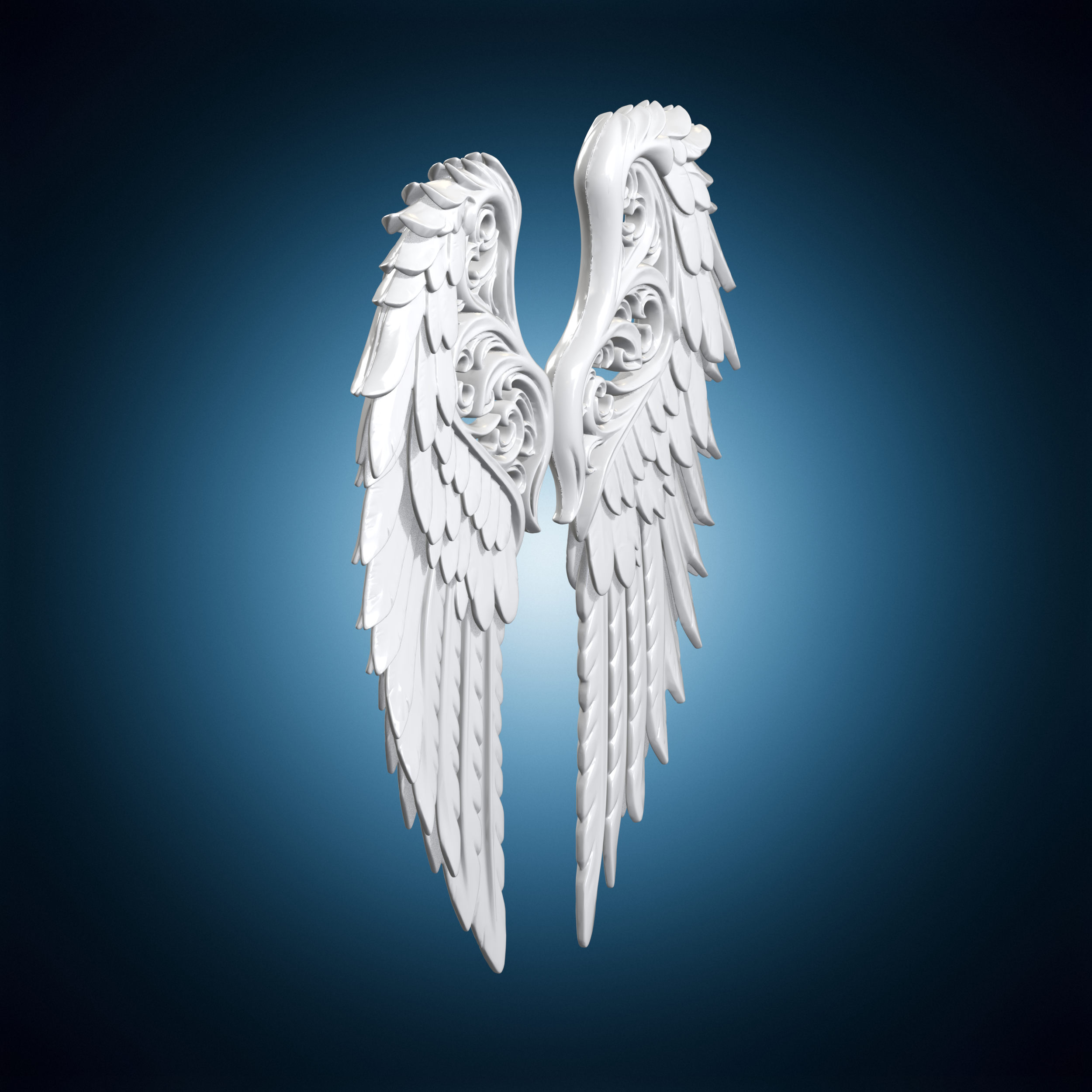 👼 Ornate Decorative Angel Wings Wall Art 3D Print Model・ 3D File for 3D ...