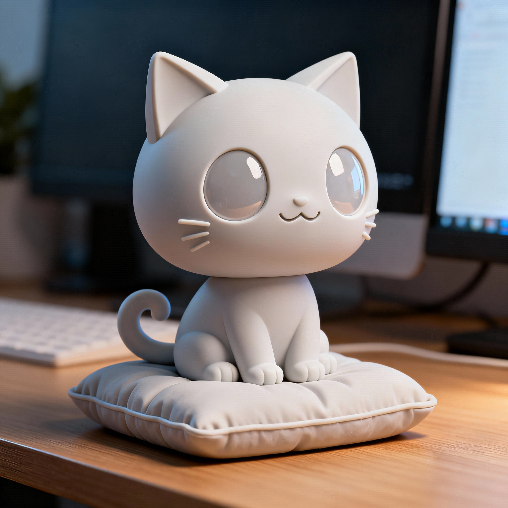 Cute Kawaii Cat Figurine 3D Print STL Desk Decor Model 3D File For cute-kawaii-cat-figurine-3d-print-stl-desk-decor-model-3d-file-for