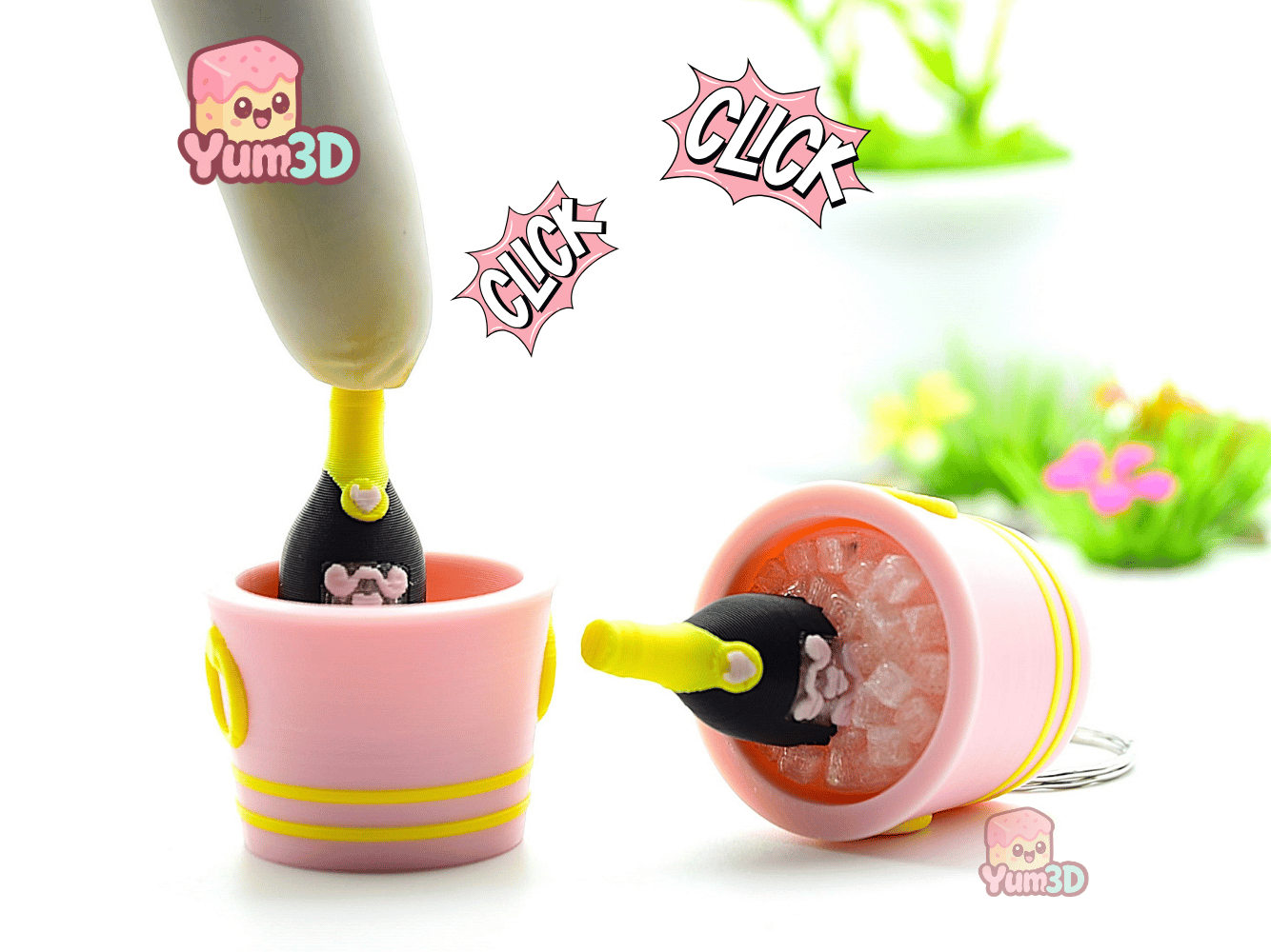 Bucket Clicker 🍷 Yum3D Wine Bucket Fidget Clicker Keychain - Cute Backpack Keychain ...