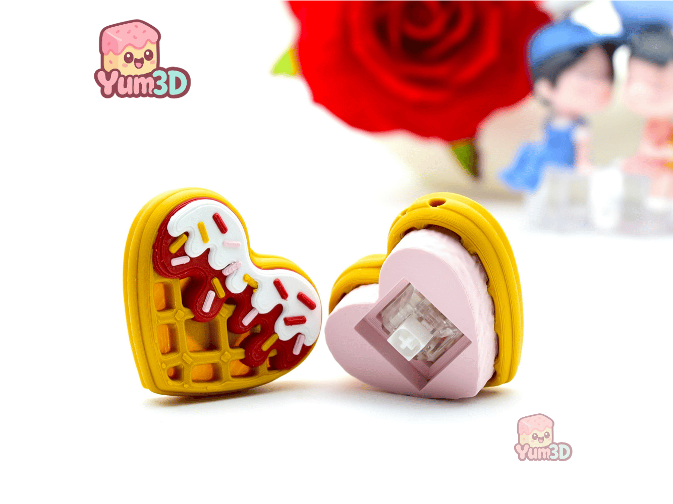 💜 Yum3D Valentine Heart Waffle Fidget Clicker Keychain - Cute Backpack ...