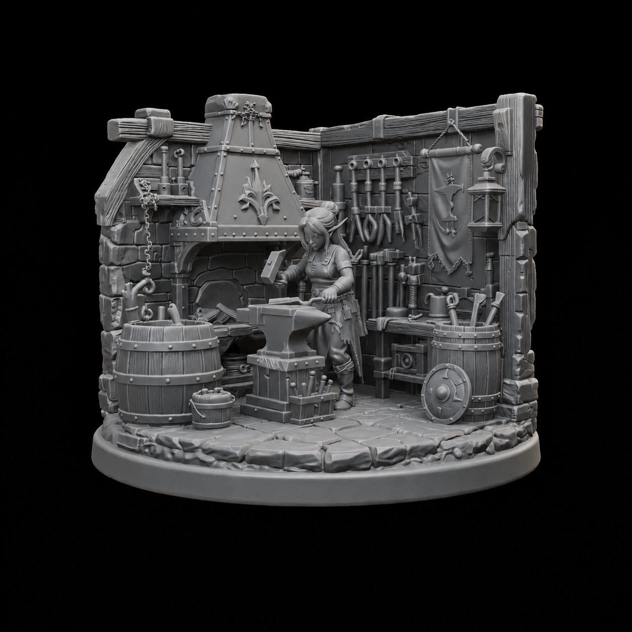 👾 Fantasy Blacksmith STL | Forge Diorama Miniature・ STL File for 3D ...