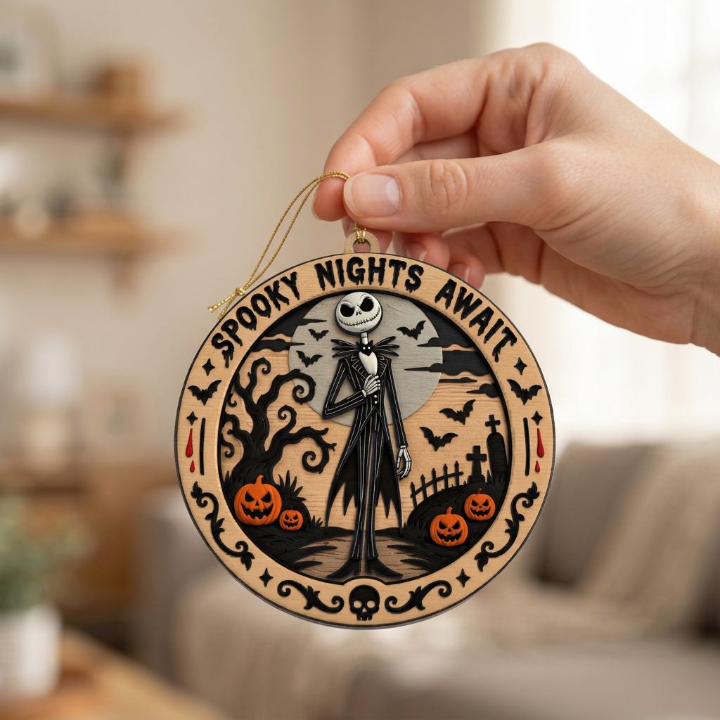 🎃 Spooky Nights Await Pumpkin King Halloween Ornament Coaster