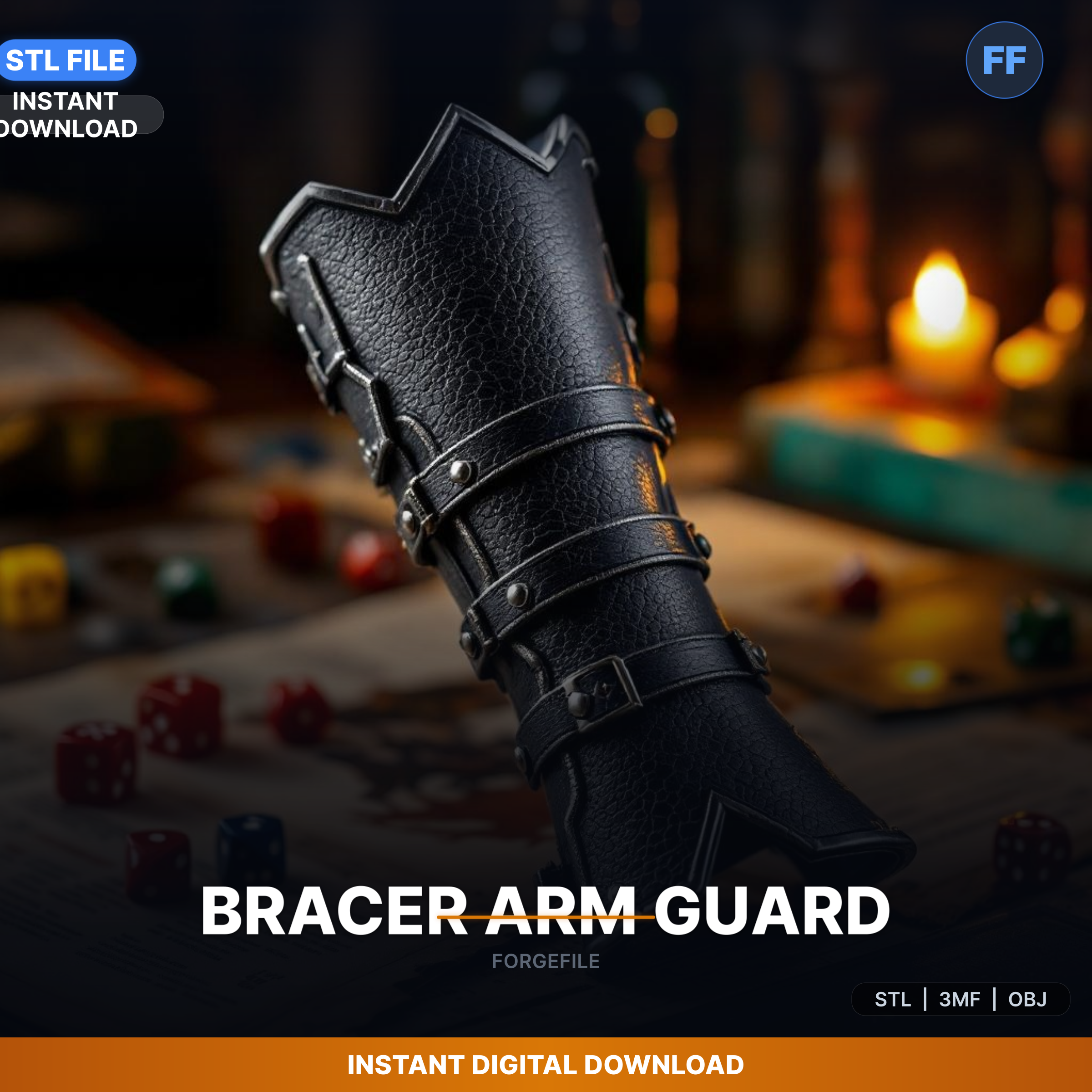 Forearm Stl File 📁 Forearm Bracer Armor, Leather Look Texture, Strap Slots, - 3D ...