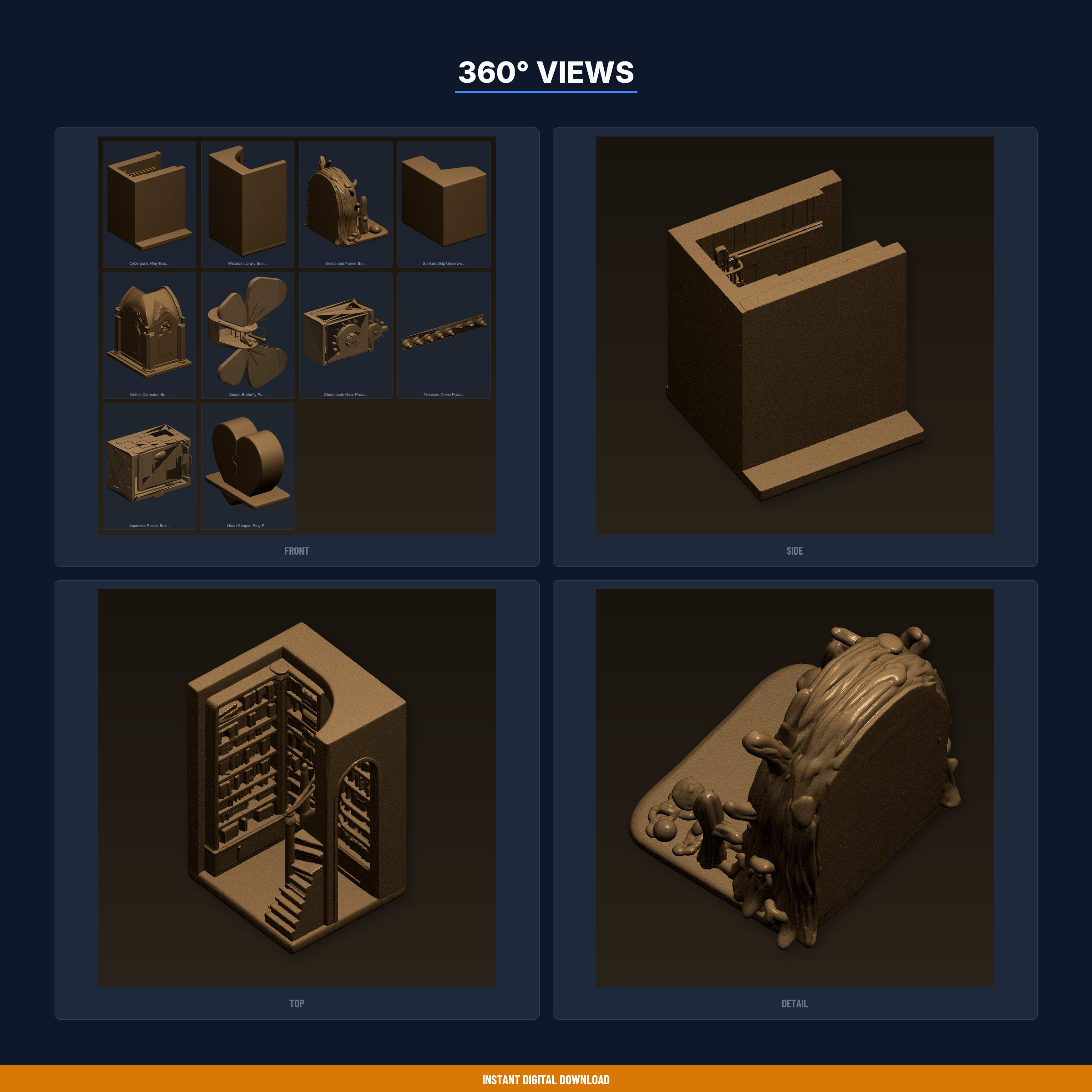📚 Book Nooks & Puzzle Boxes Collection - 10-Model STL Bundle・ 3D File ...
