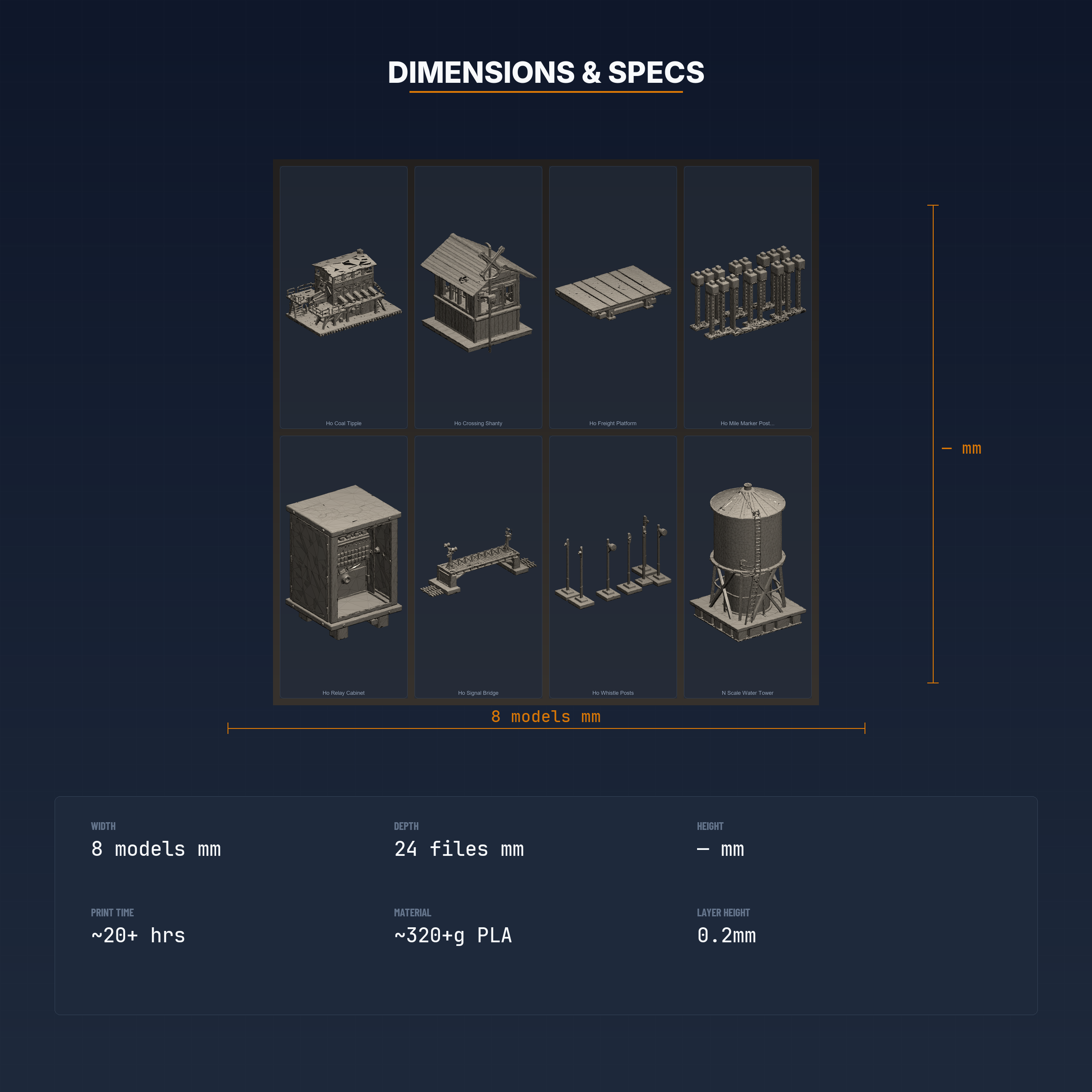 🚂 Komplettes Modelleisenbahn-Set - 8-Modelle STL-Bundle・ 3D Datei für