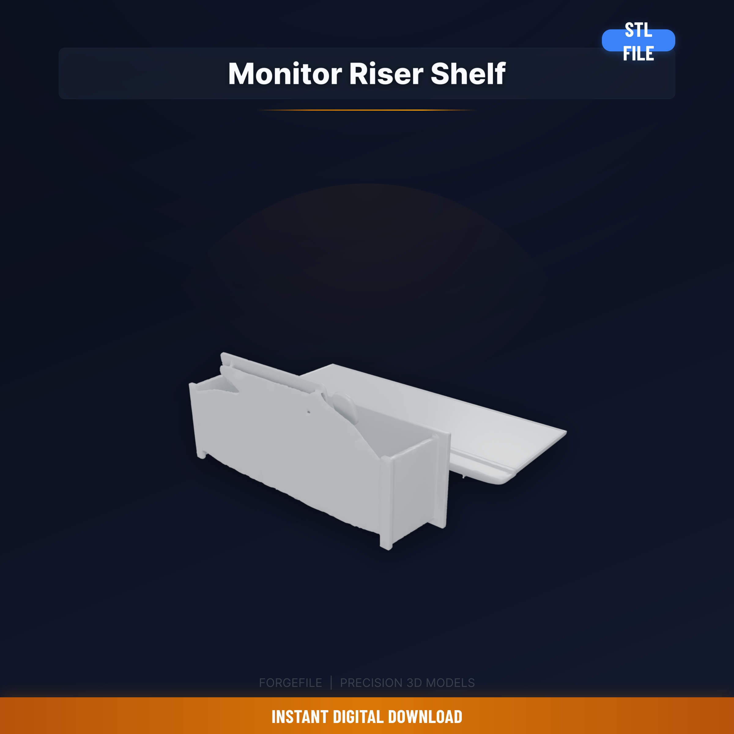 Computer Monitor Riser Stl ⌨️ Monitor Stand Riser With Storage Underneath, Keyboard - 3D Printable ...