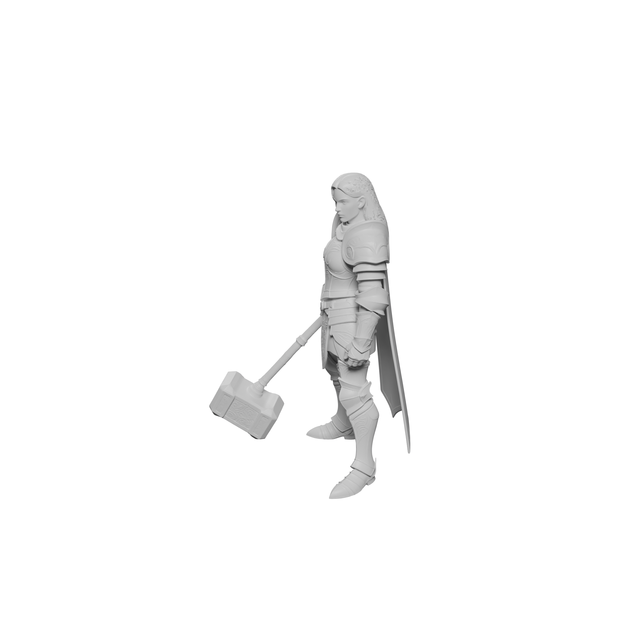 ♀️ Female Paladin Figurine STL – Armored War hammer Warrior 3D Print ...