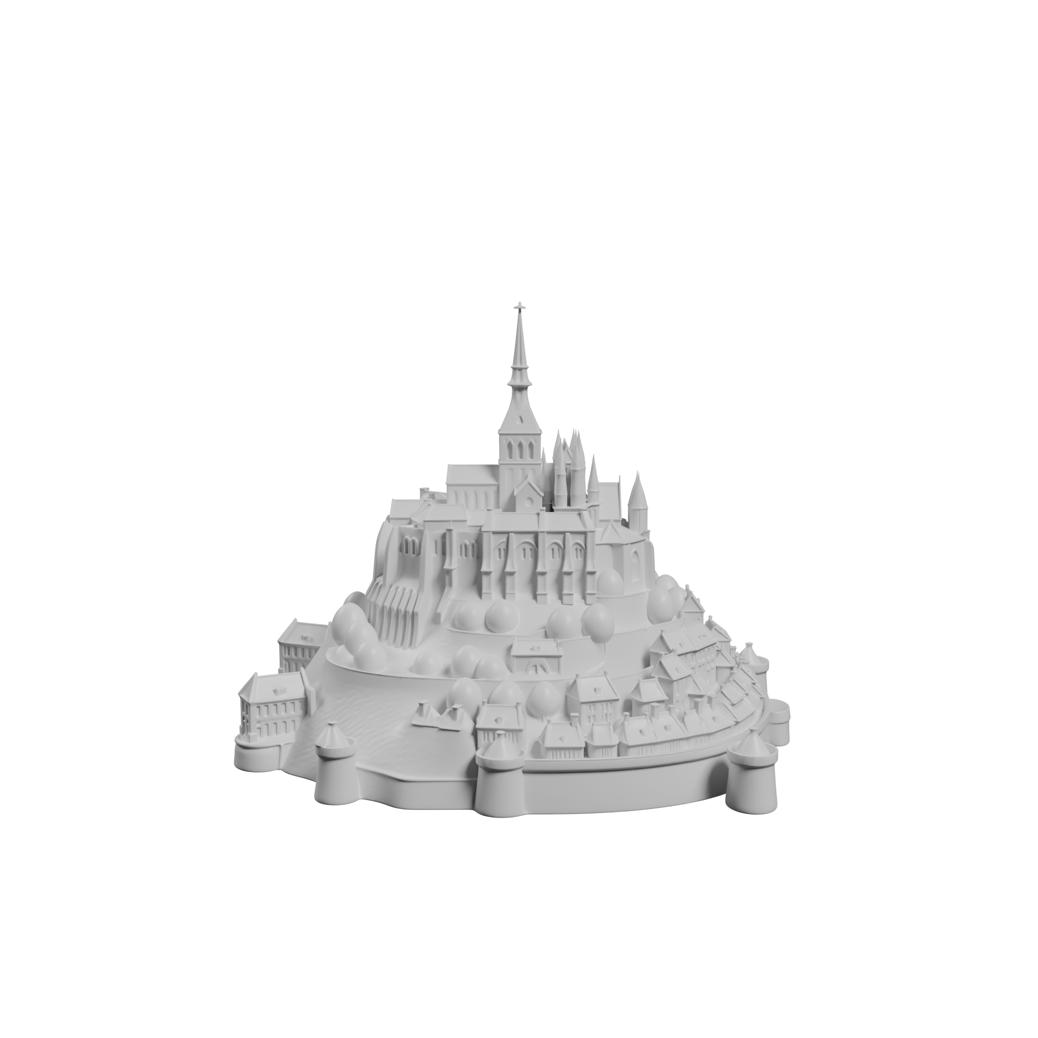 Monastery Building Design 🏝️ Mont Saint-Michel Miniature STL – Gothic Abbey Island 3D Print for ...