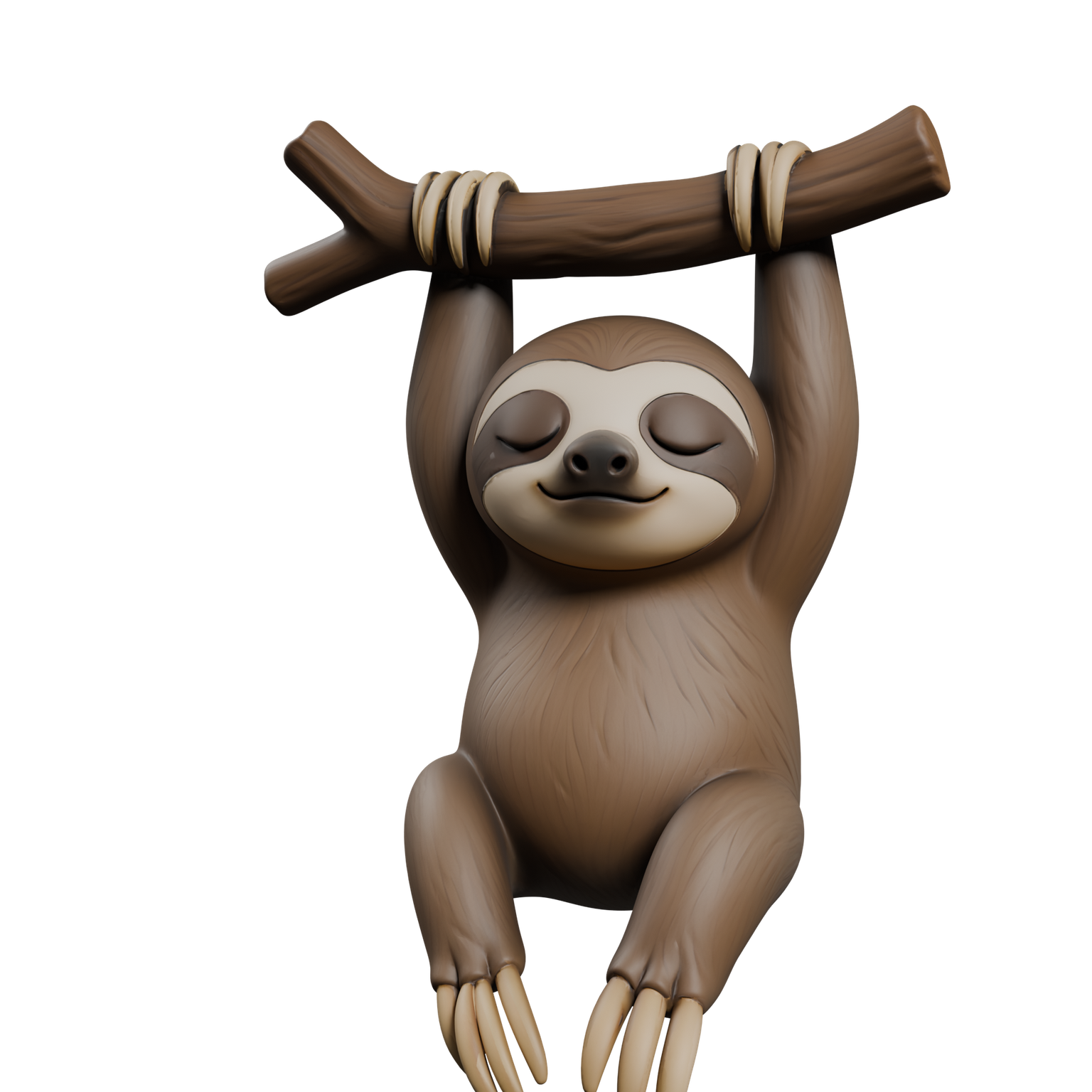 😪 Sleepy Sloth Figurine Hanging from Branch 3D Printable STL Model ...