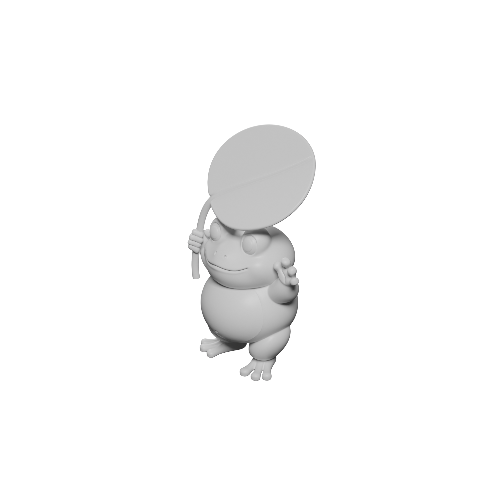 🐸 Cute Chubby Frog Figurine STL – Frog Holding Leaf 3D Print for Desk ...