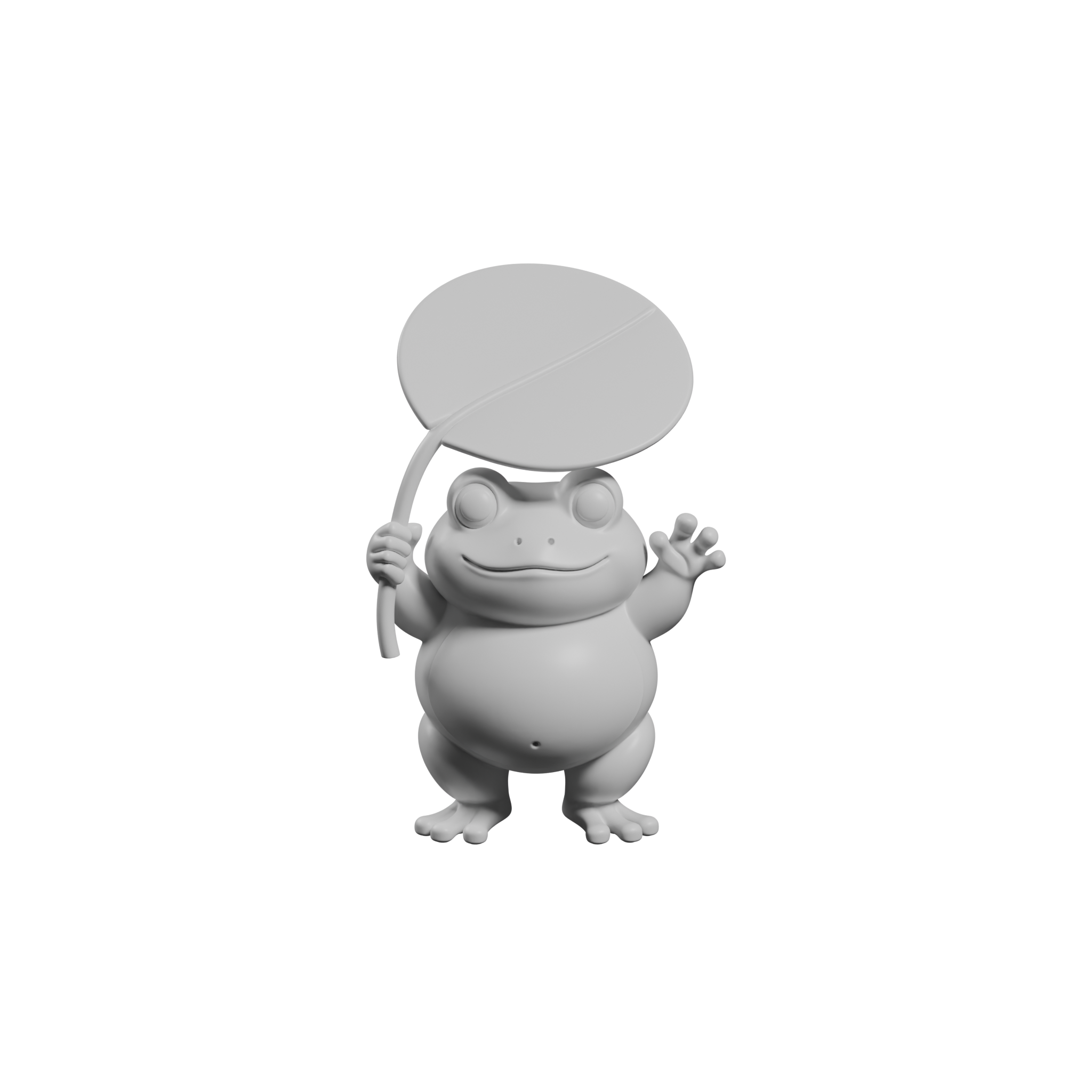 🐸 Cute Chubby Frog Figurine STL – Frog Holding Leaf 3D Print for Desk ...