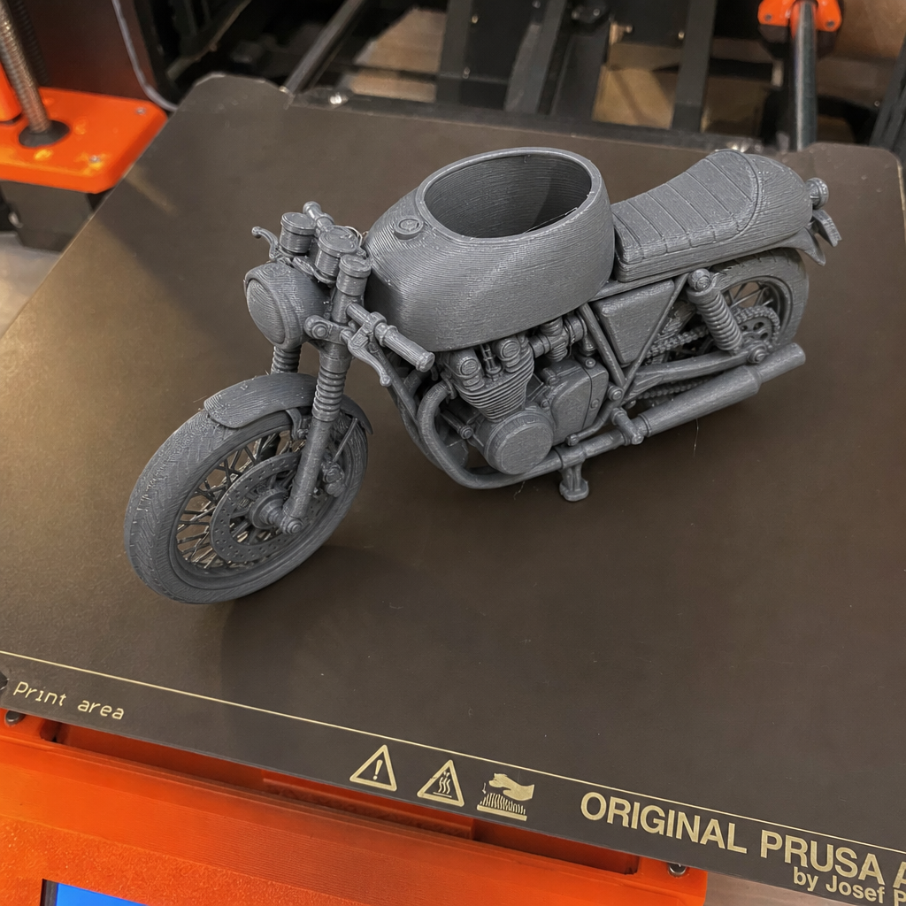 🏍️ Vintage Cafe Racer Motorcycle Pen Holder・ STL File for 3D printing・Cults