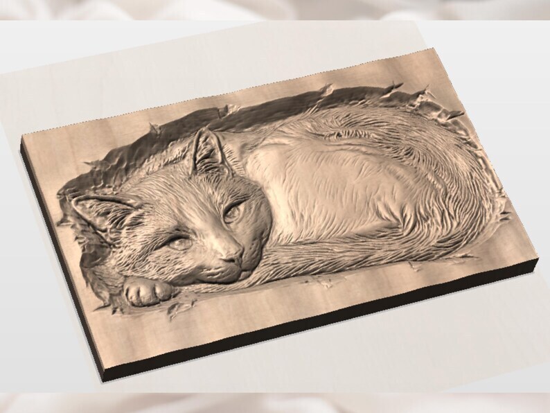 🐱 Resting Cat Relief STL for CNC Carving・ 3D File for 3D printing and ...