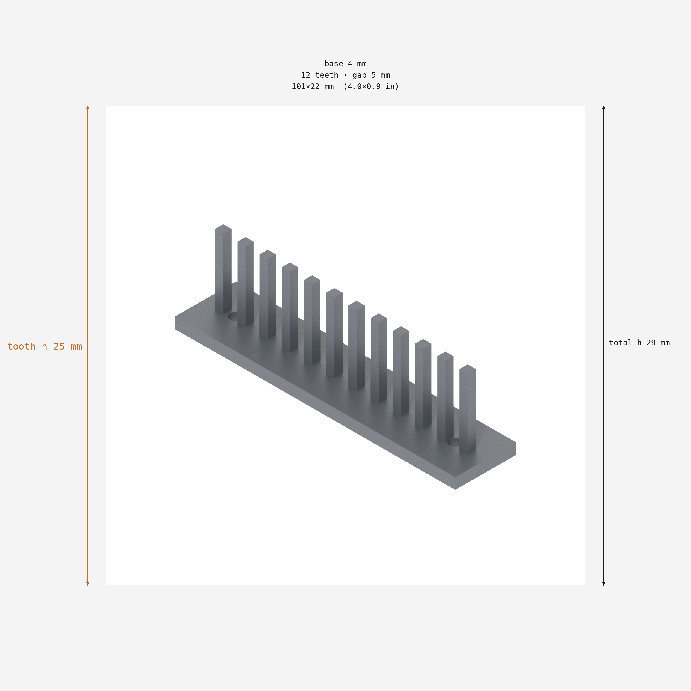 Cable Comb Layout 🔌 Print-Ready Cable Management Comb 101mm — 12 cables, 5mm gap・ 3D File ...
