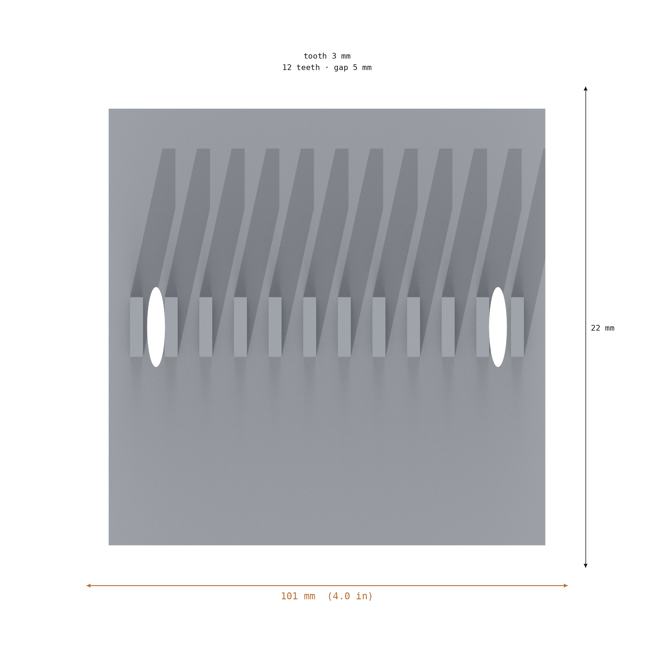 Cable Comb Layout 🔌 Print-Ready Cable Management Comb 101mm — 12 cables, 5mm gap・ 3D File ...