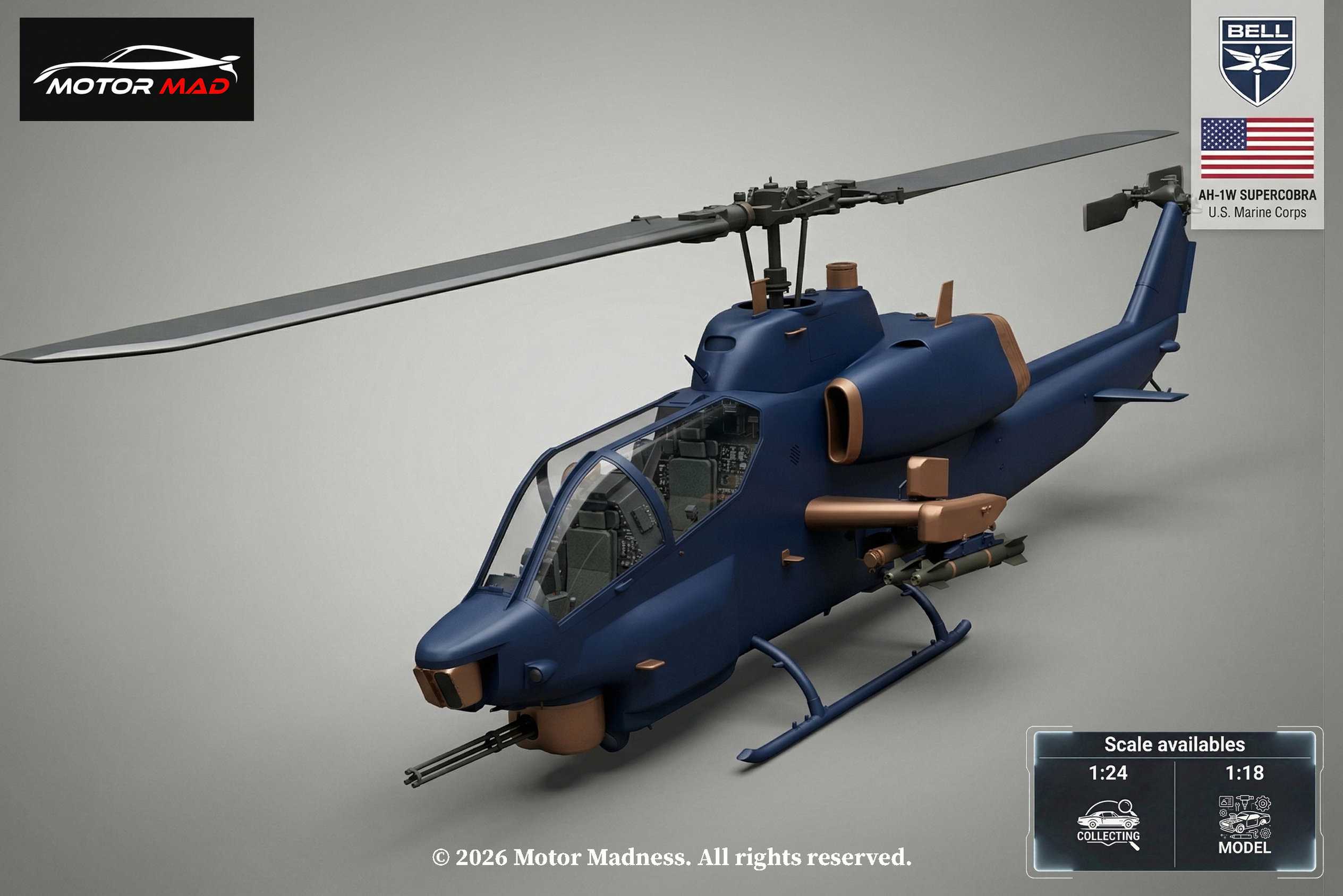 🔔 Bell AH-1W SuperCobra Attack Helicopter – Detailed 3D Model