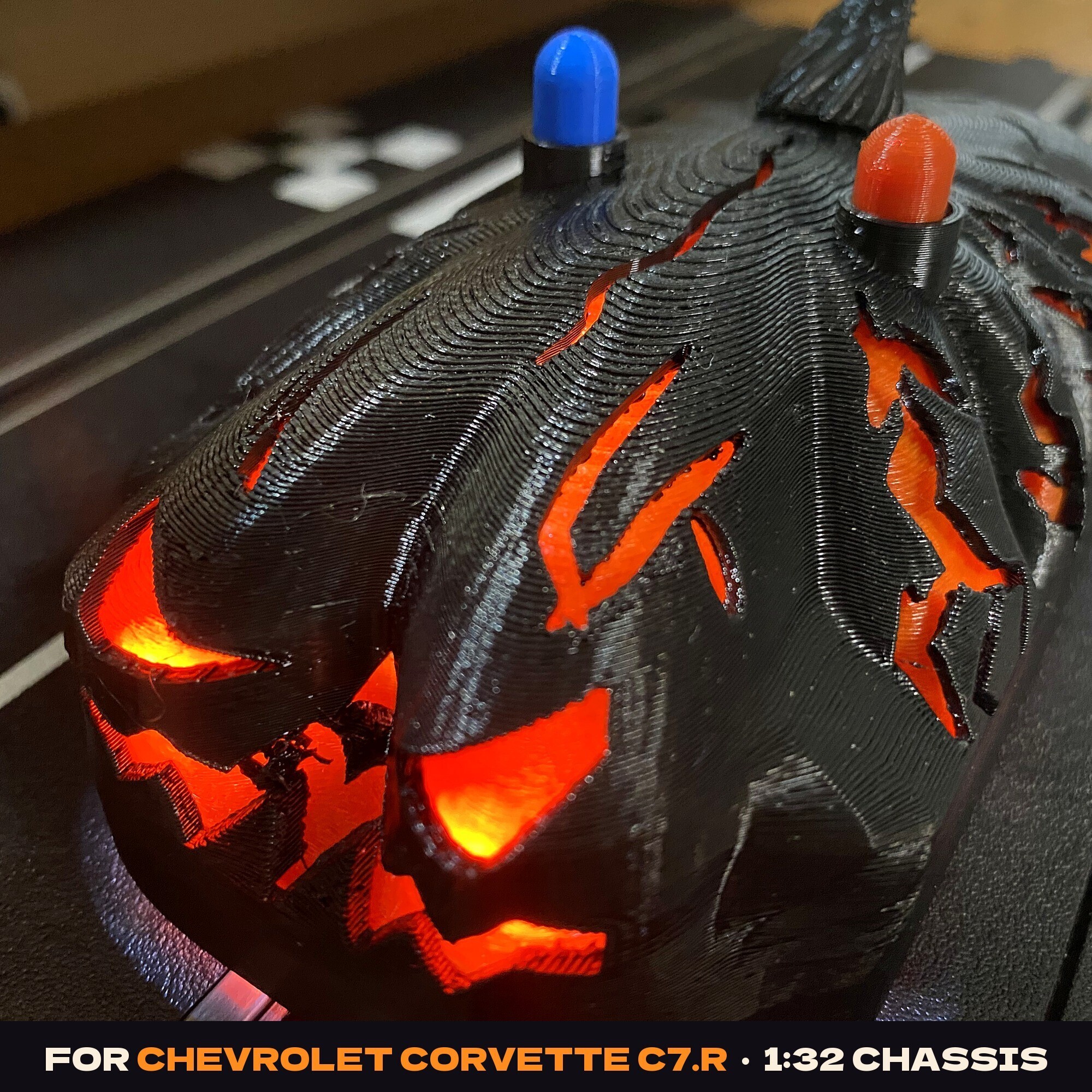🎃 Charred Pumpkin Patrol Slot Car Body 1:32 for Chevrolet Corvette C7.R ...