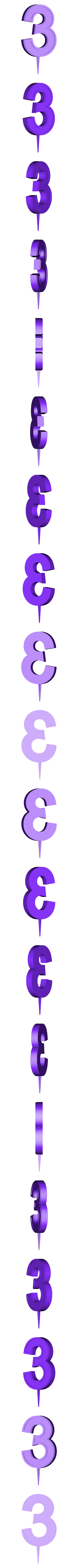 cakedigit3.stl Geburtstagstorte Ziffern